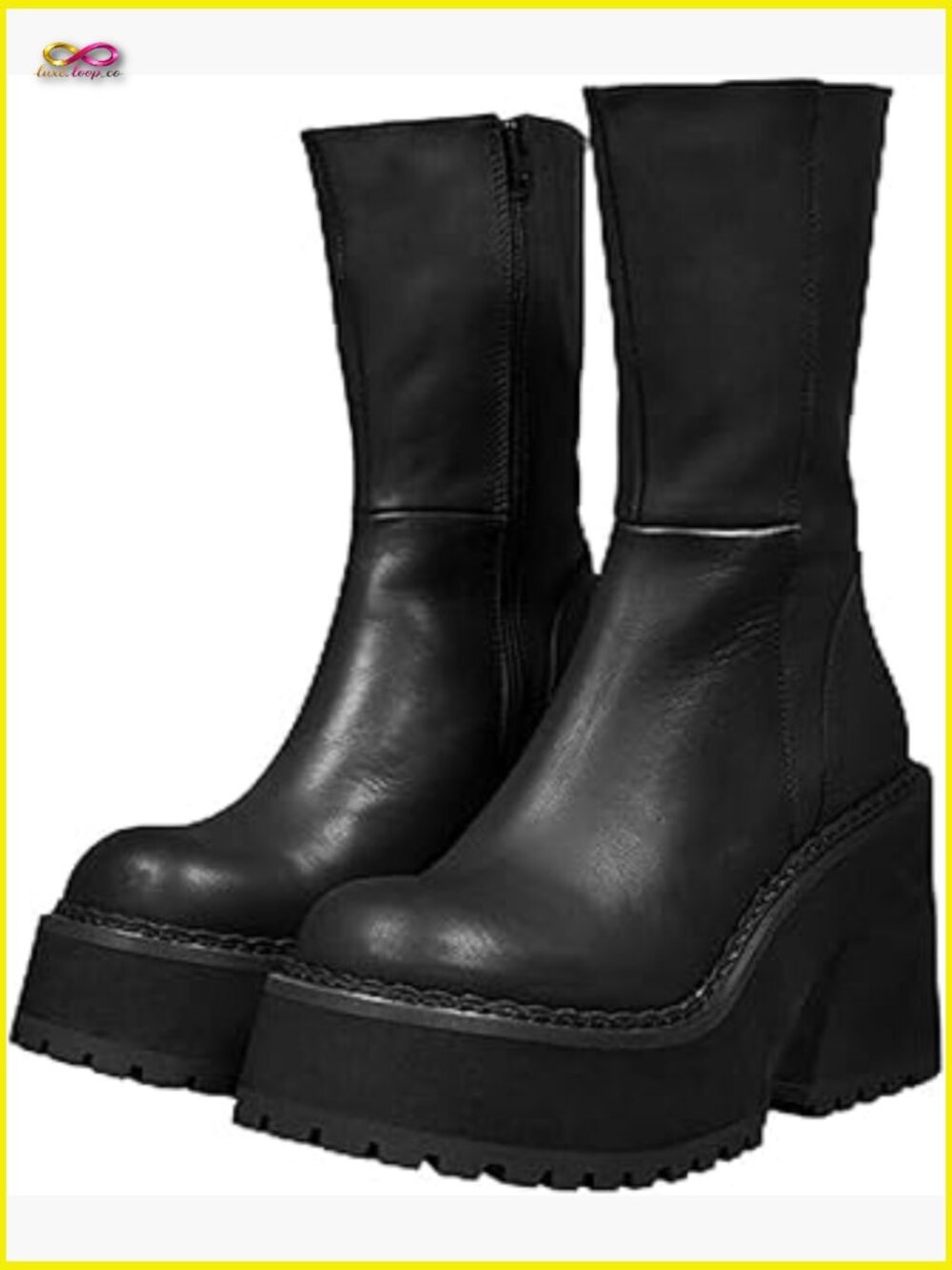 Chunky Heel Platform Ankle Boots Lace Up Zipper Punk Goth Comfort Work Booties